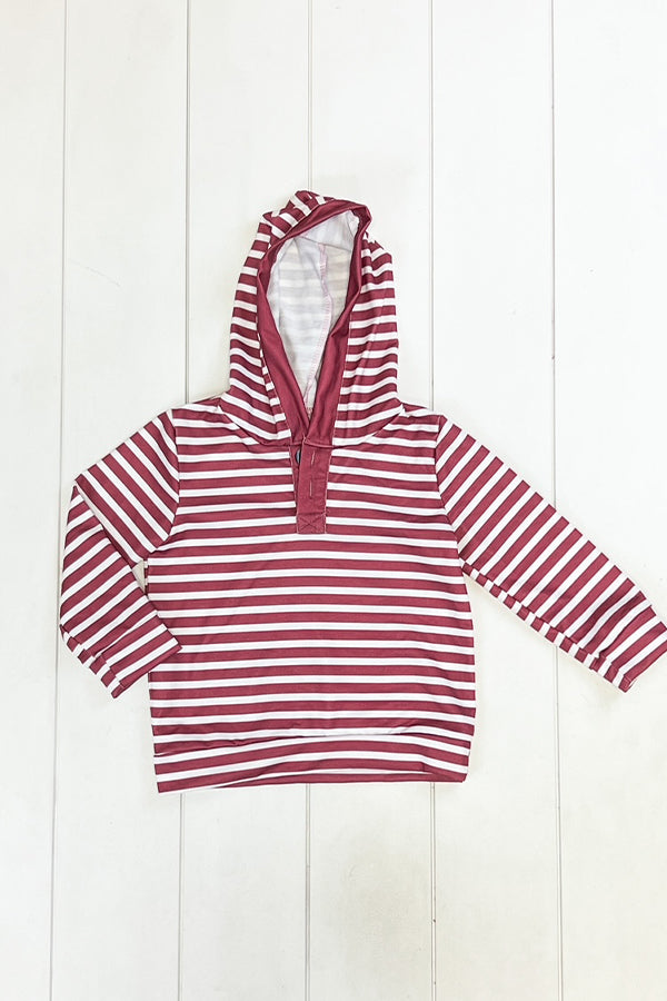 Red hoodie white online stripe