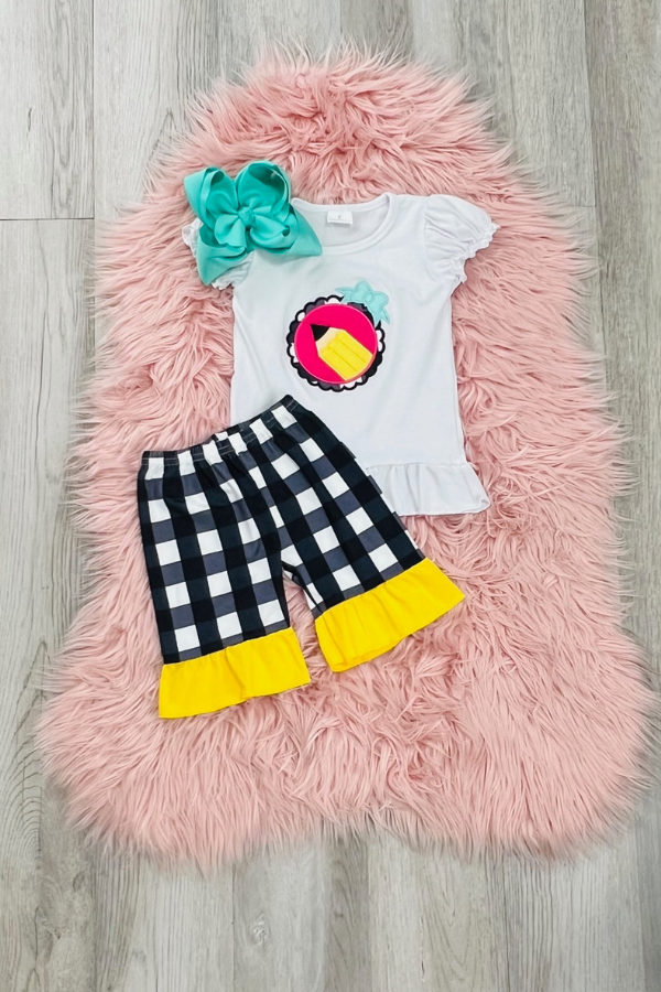 Checkered Pencil Short Set