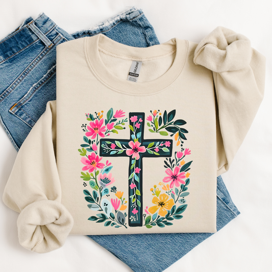 Floral Cross Sweatshirt