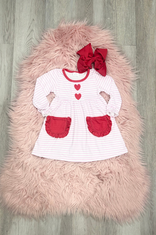 Pink Stripe Red Heart Dress