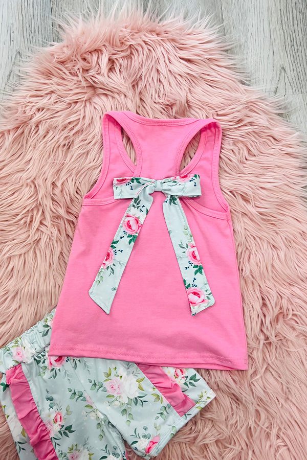 Pink Floral Bow Short Set – dashofglittercom