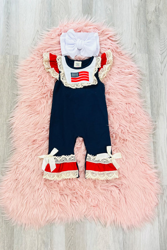 Exclusive Navy Flag Romper