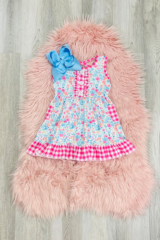 Pink & Blue Floral Dress