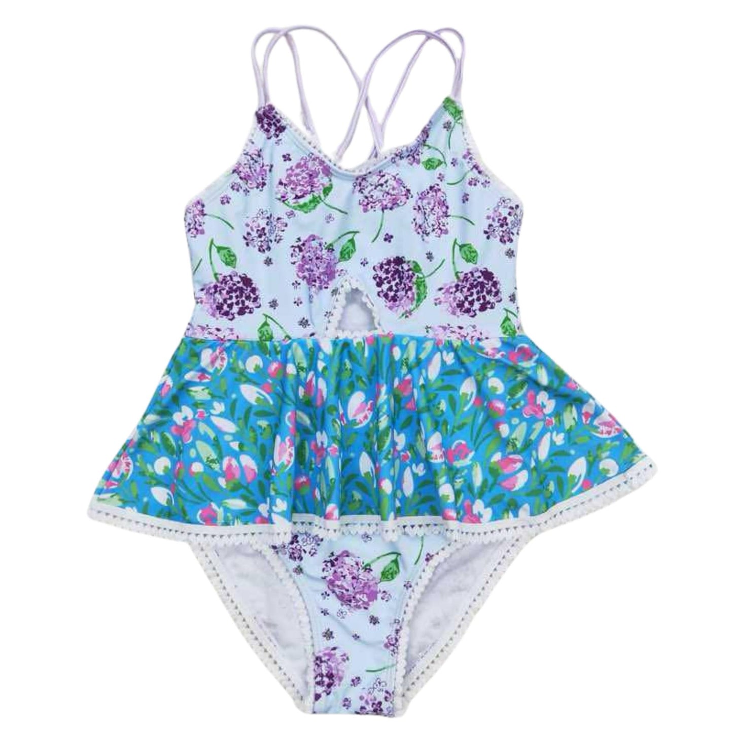 Purple & Turquoise Floral Swimsuit