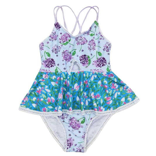 Purple & Turquoise Floral Swimsuit