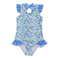 Blue & Green Floral Swimsuit