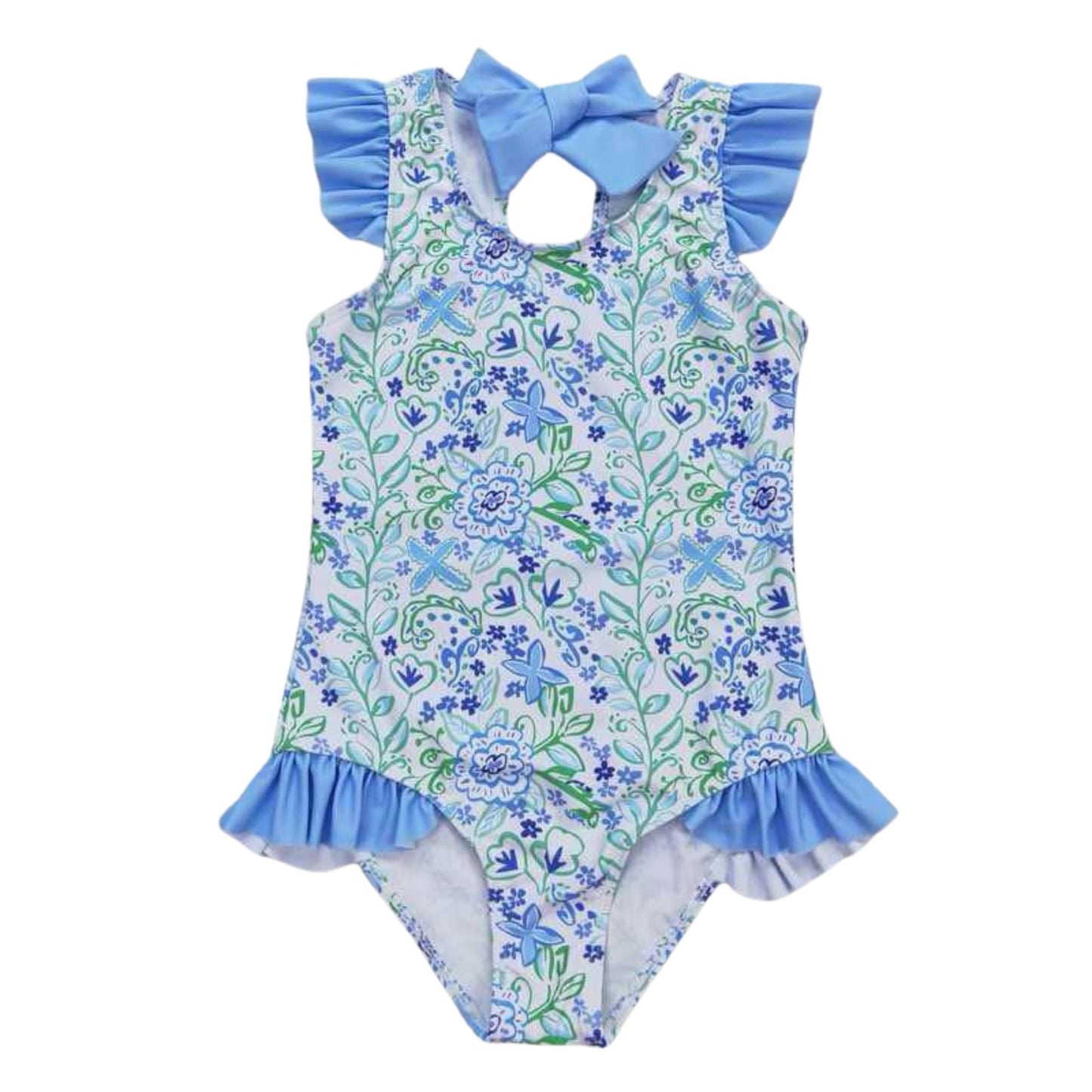 Blue & Green Floral Swimsuit