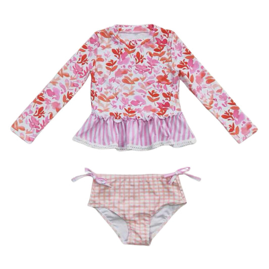 Pink Floral Gingham Swimsuit