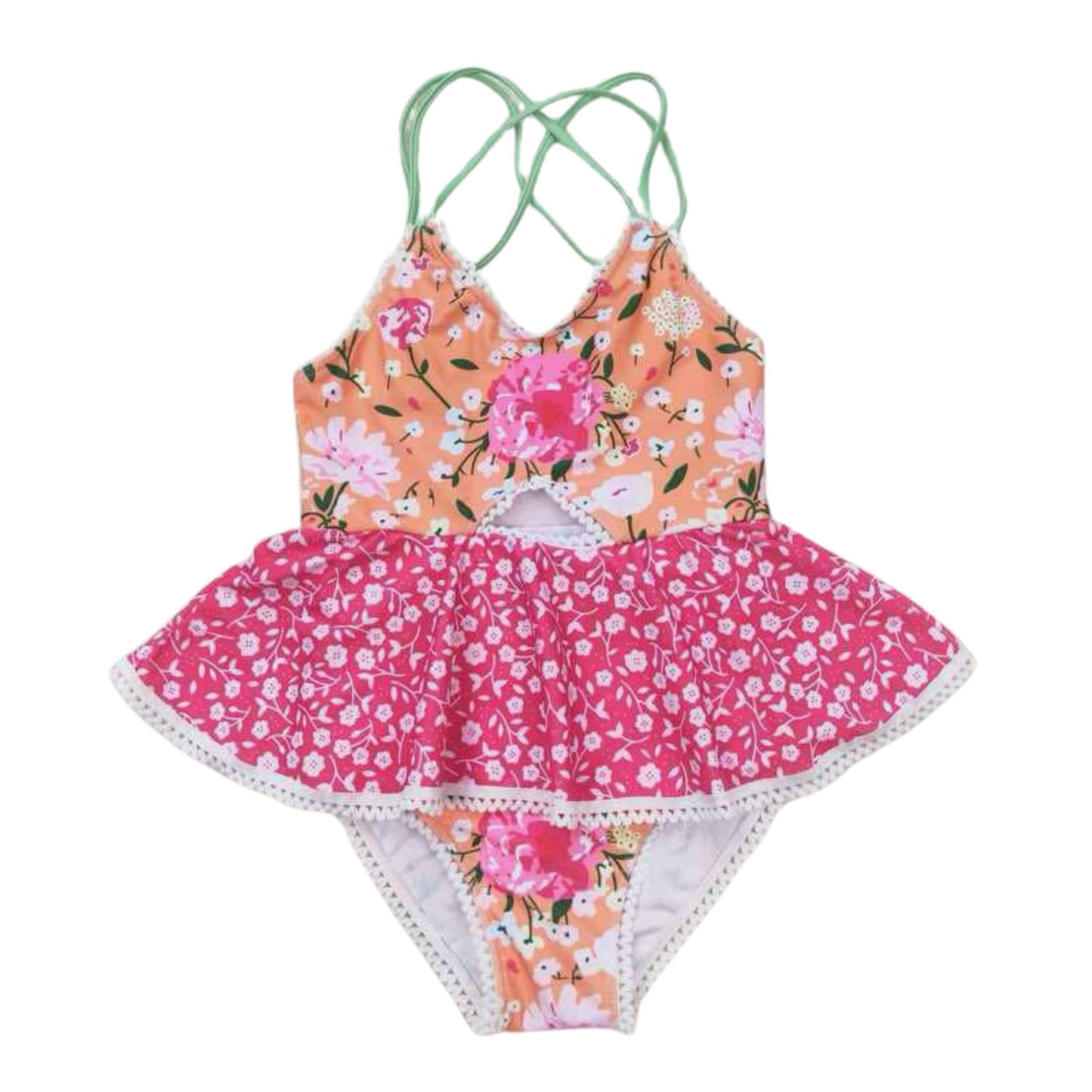 Pink & Orange Floral Swimsuit