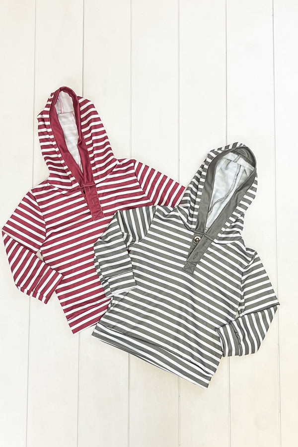 Red and white online striped hoodie