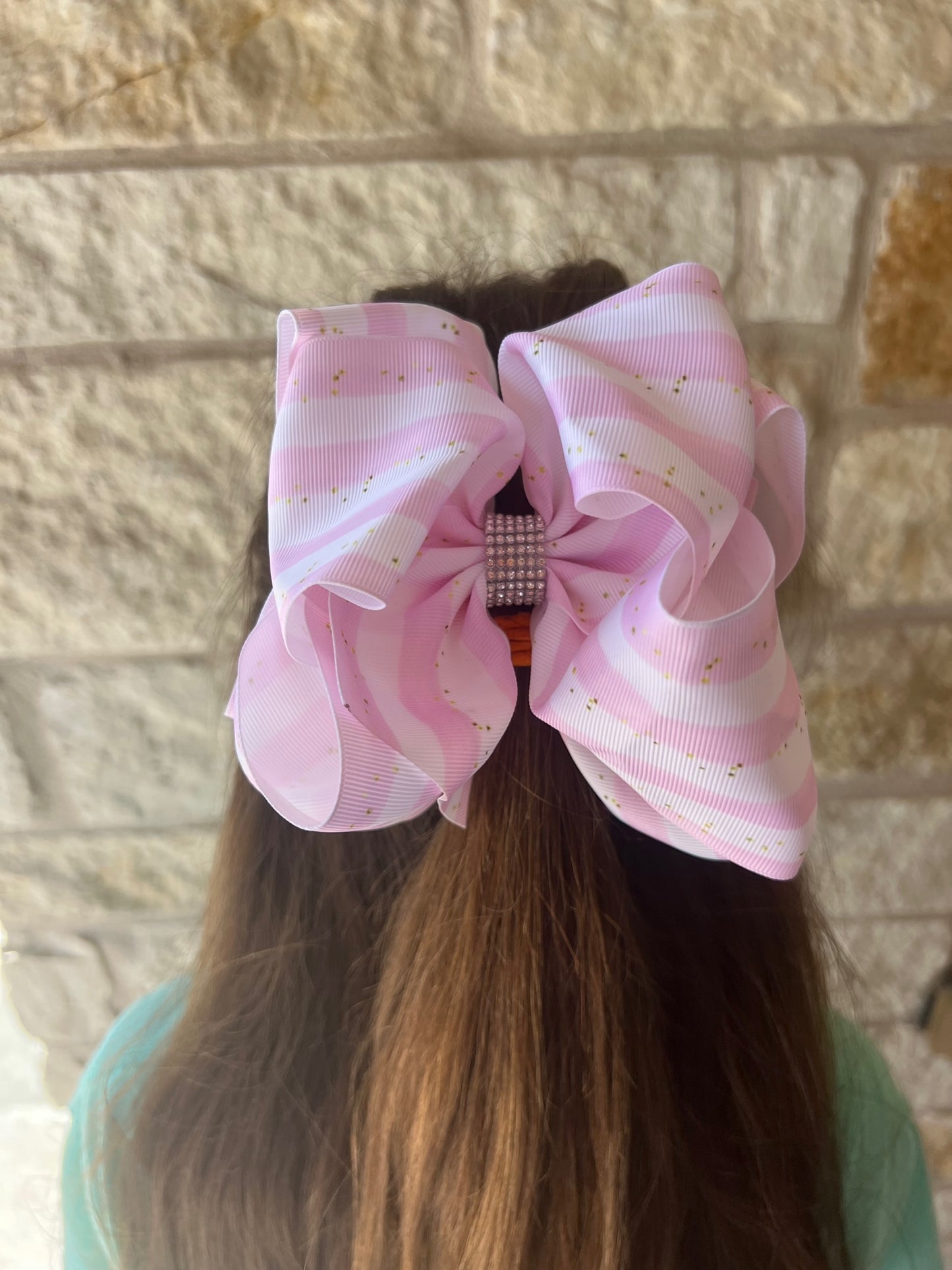 Hair Bow - Rhinestone Pink